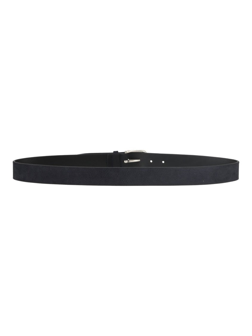 Claudio Orciani Black Nabucco Minimalist Silver-Buckle Leather Belt