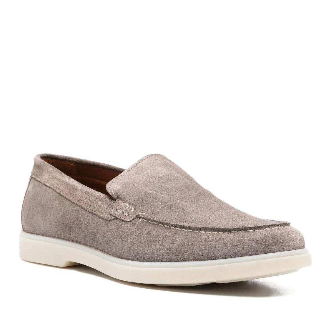 John Harrison Beige Suede Flat Sole Loafers