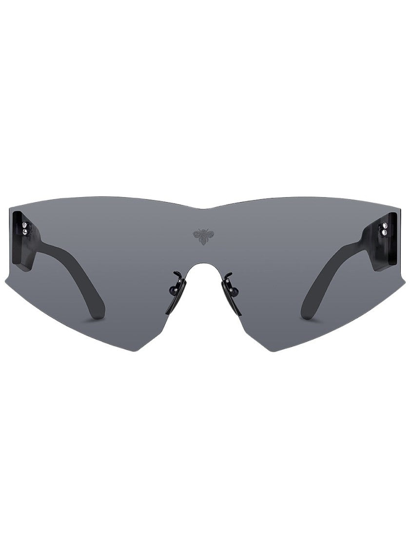 Face Hide Futuristic Black Acetate Sunglasses With Oversized Lenses