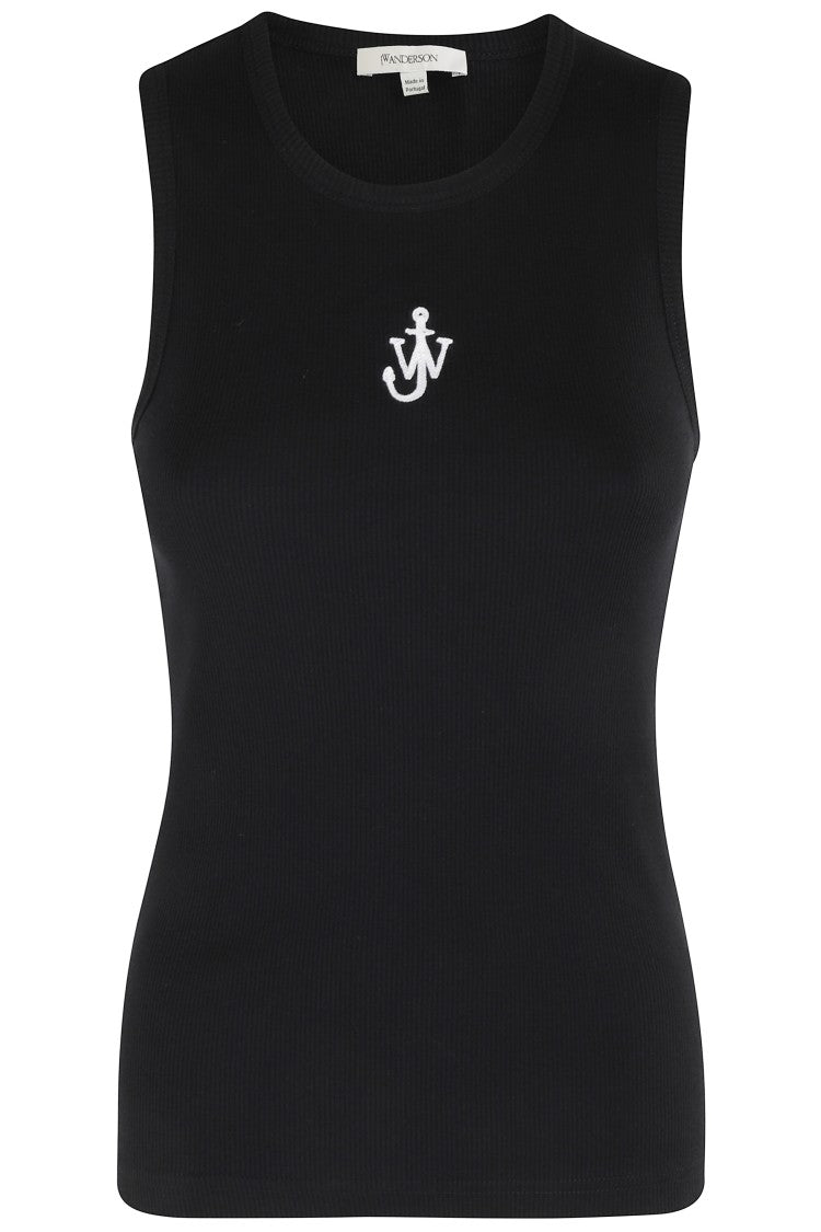 J. W. Anderson Anchor Embroidery Fitted Vest With Ribbed Texture