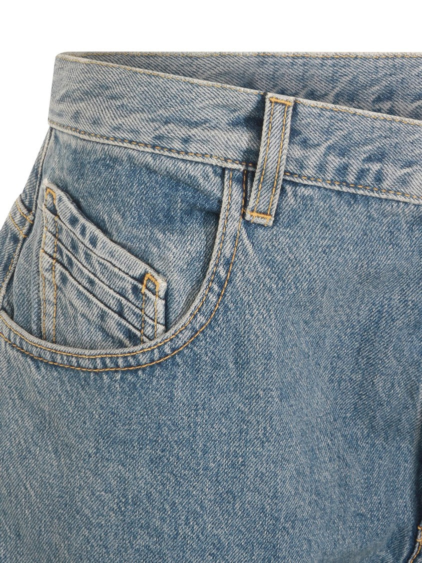 The Attico Light Blue Jeans Wide-Leg Denim Shorts
