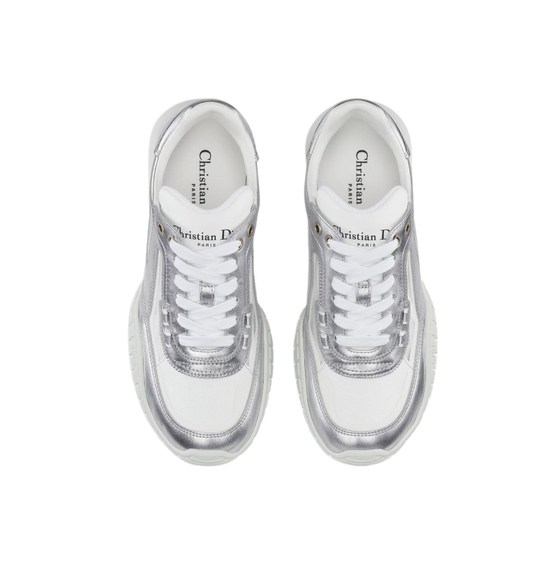 Christian Dior Metallic Silver White Mesh Sneakers