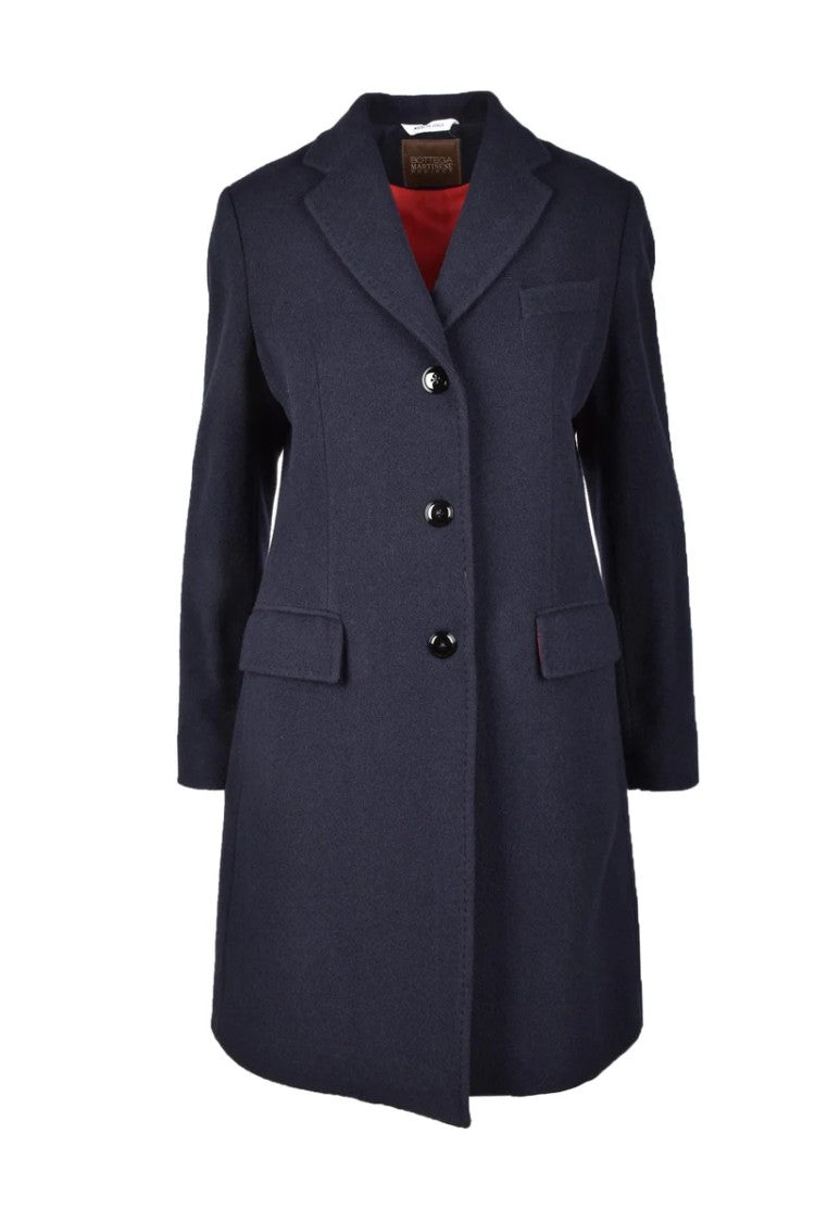 Bottega Martinese Tailored Wool-Blend Coat With Classic Lapel