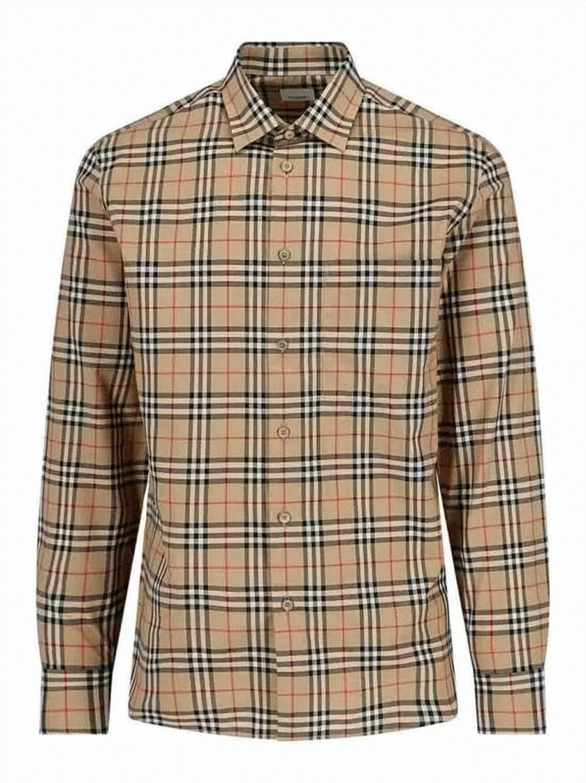 Burberry Check Pattern Long-Sleeved Button-Up Shirt