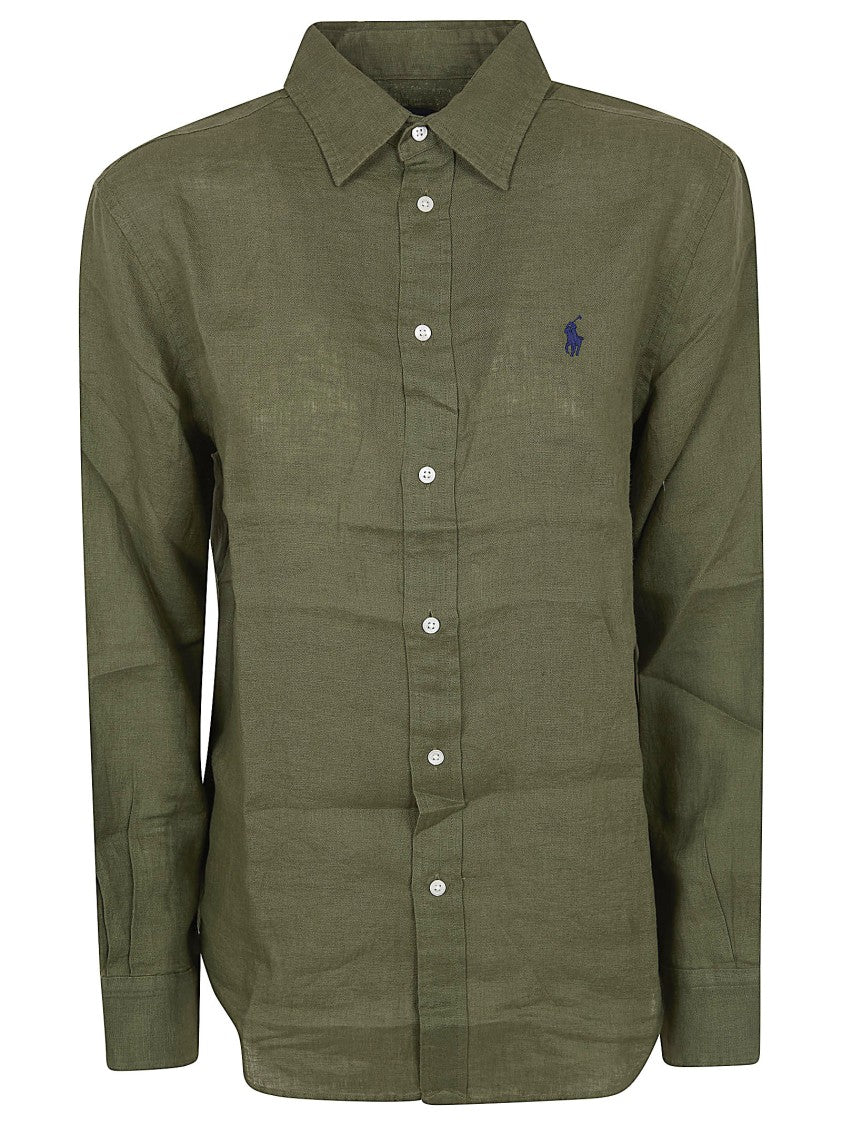 Polo Ralph Lauren Green Linen Button-Down Shirt