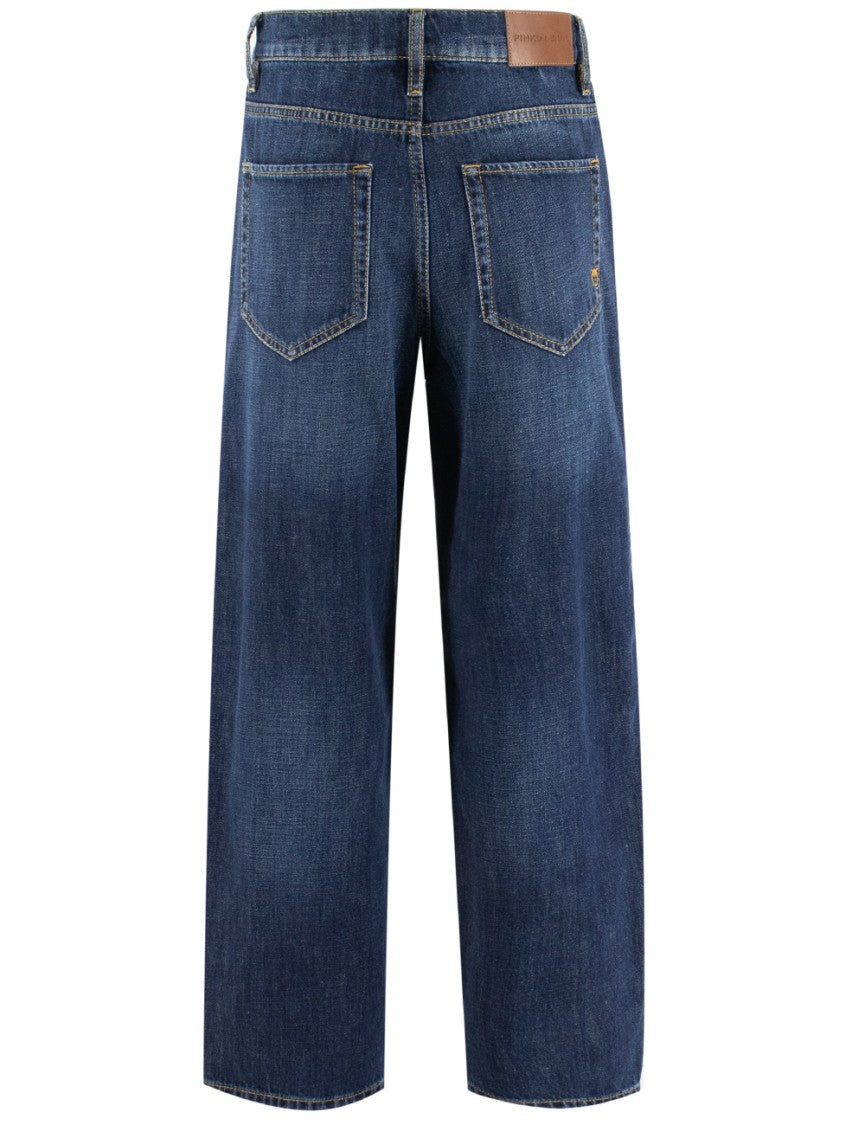 Pinko High-Waisted Wide-Leg Jeans In Vintage Wash