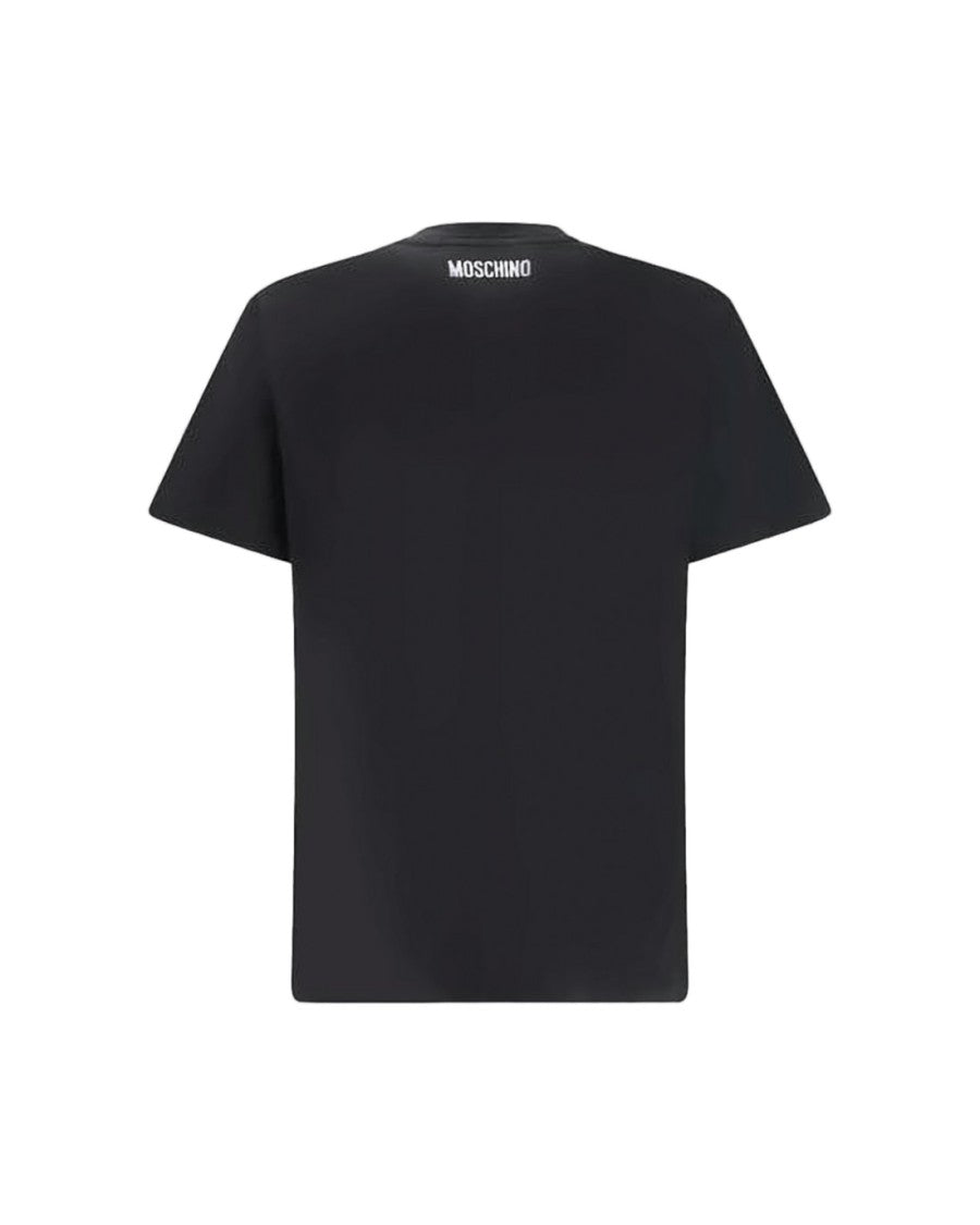 Moschino Short-Sleeved Black T-Shirt With Subtle Logo Embroidery