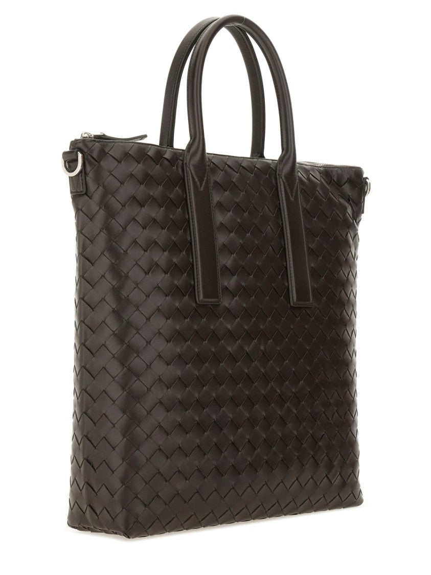 Bottega Veneta Woven Calfskin Tote Bag With Adjustable Strap And Silver-Tone Hardware