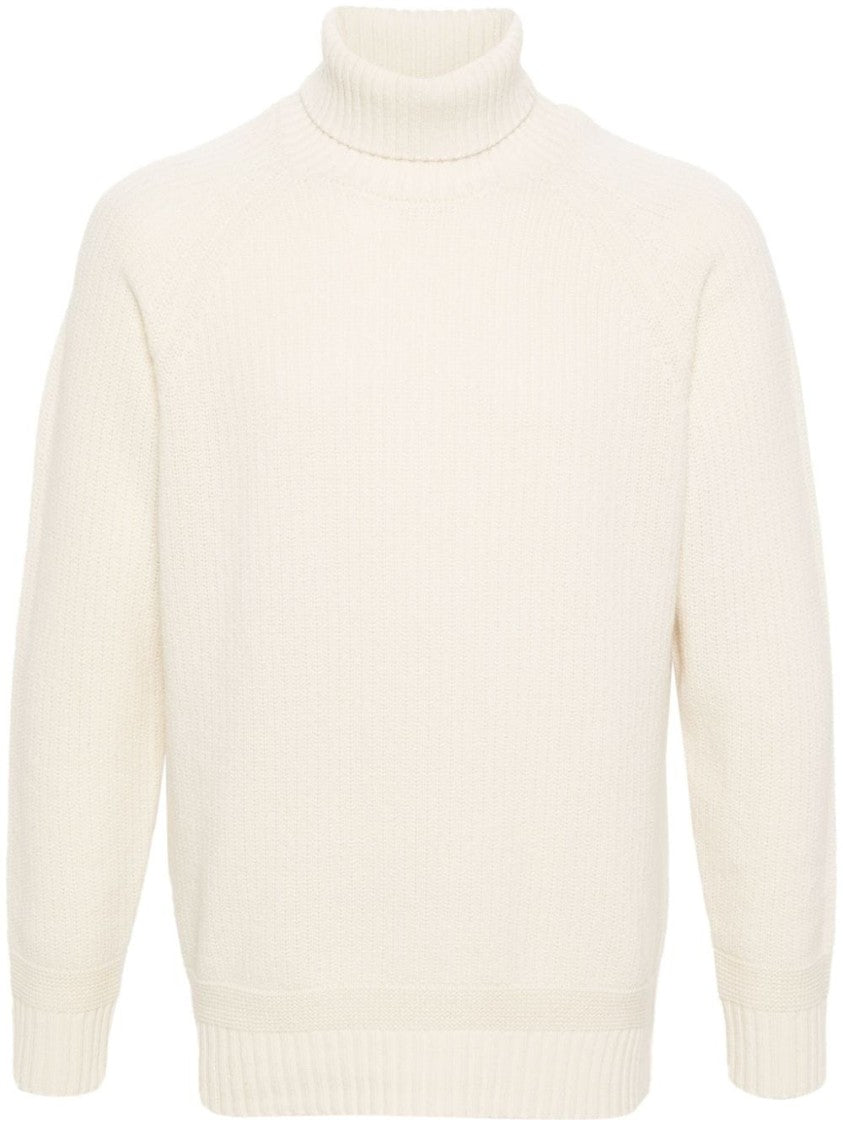 Ten C Classic White Turtleneck Sweater