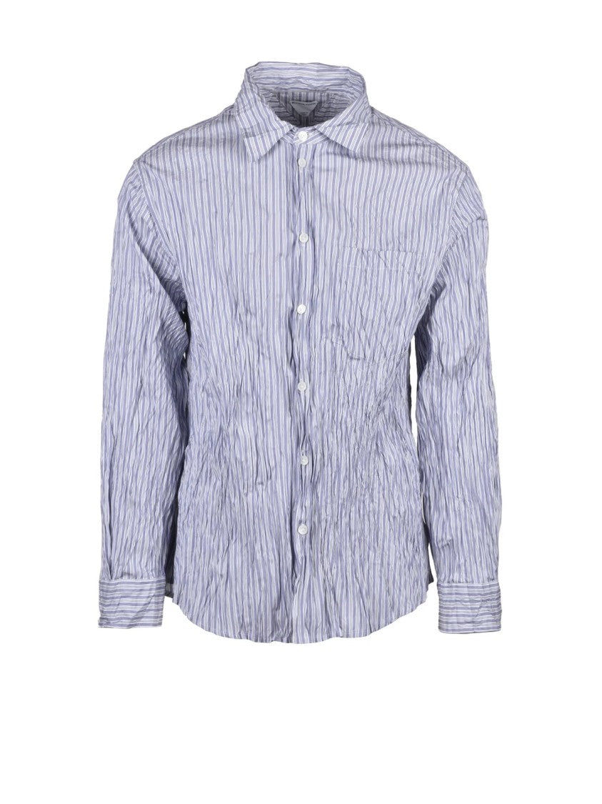 Bottega Veneta Fitted Shirt Crinkled Effect - White/Blue