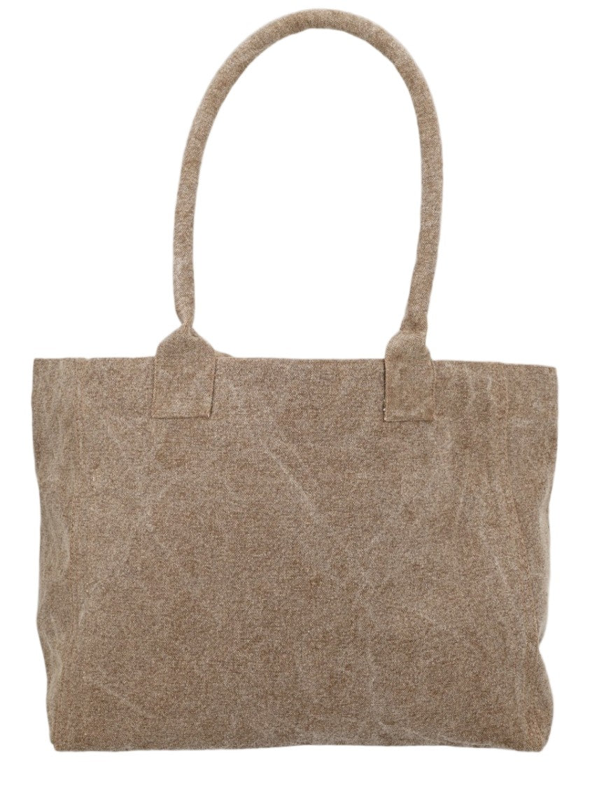 Isabel Marant Bordeaux Prominent Logo Cotton Tote Bag