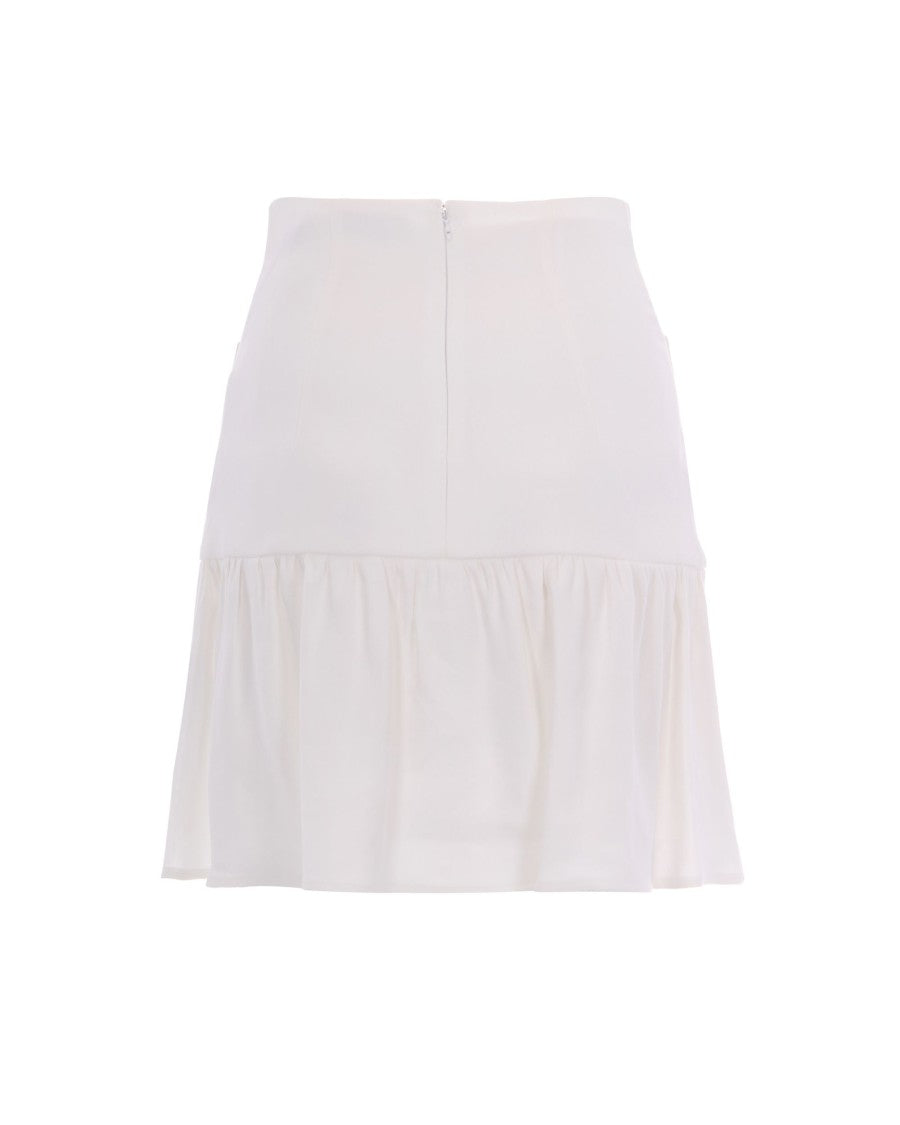Elisabetta Franchi High-Waisted White Mini Skirt With Gathered Hem