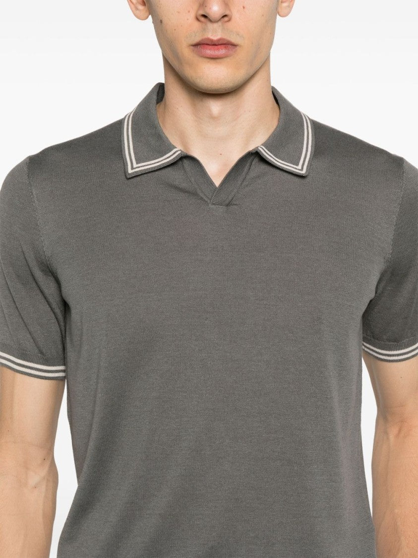 Corneliani Short-Sleeved Polo Sweater In Silk