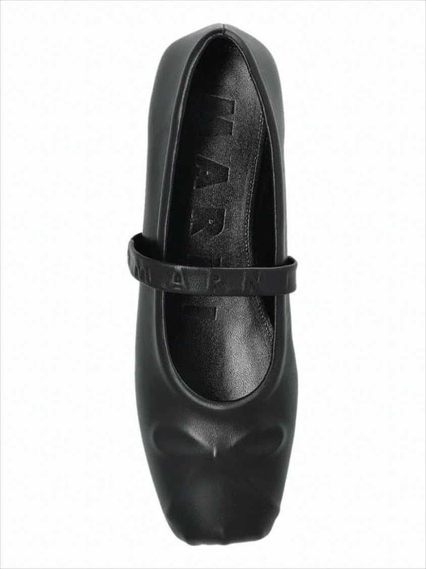 Marni Lambskin Leather Flat Shoes With Embossed Detailing
