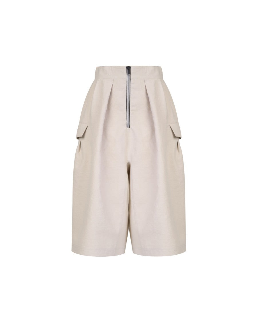 Takaturna Loose Shorts With Elastic Waistband And Contrasting Zip Detail