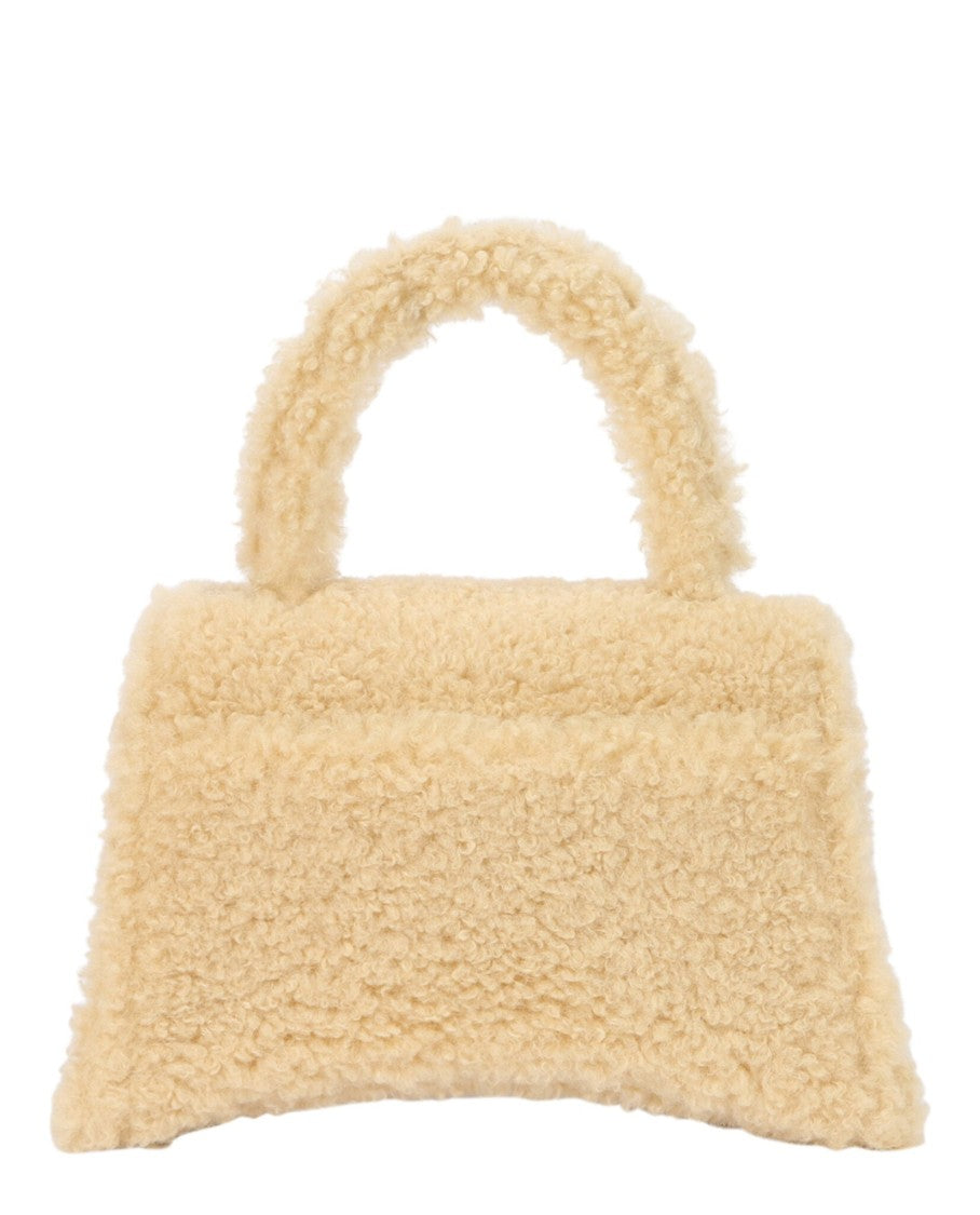 Balenciaga Hourglass Faux Shearling Shoulder Bag