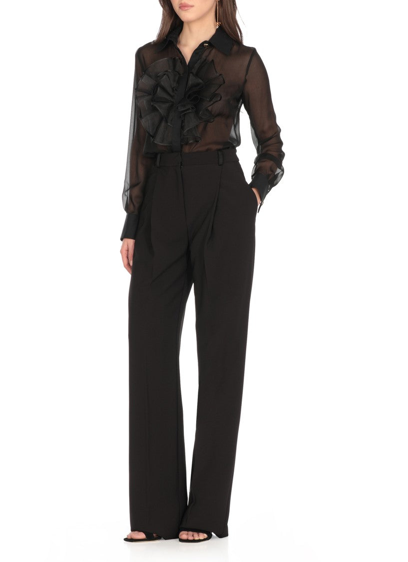 Elisabetta Franchi Black Silk Shirt With Bow Tie