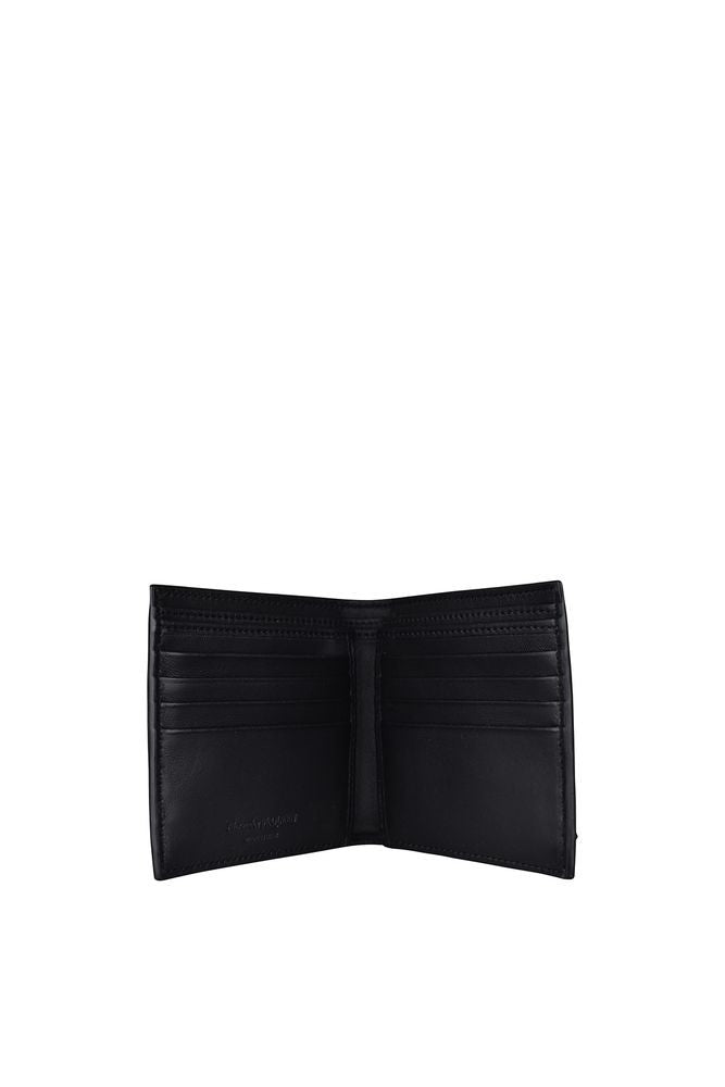 Alexander Mcqueen Smooth Black Leather Wallet