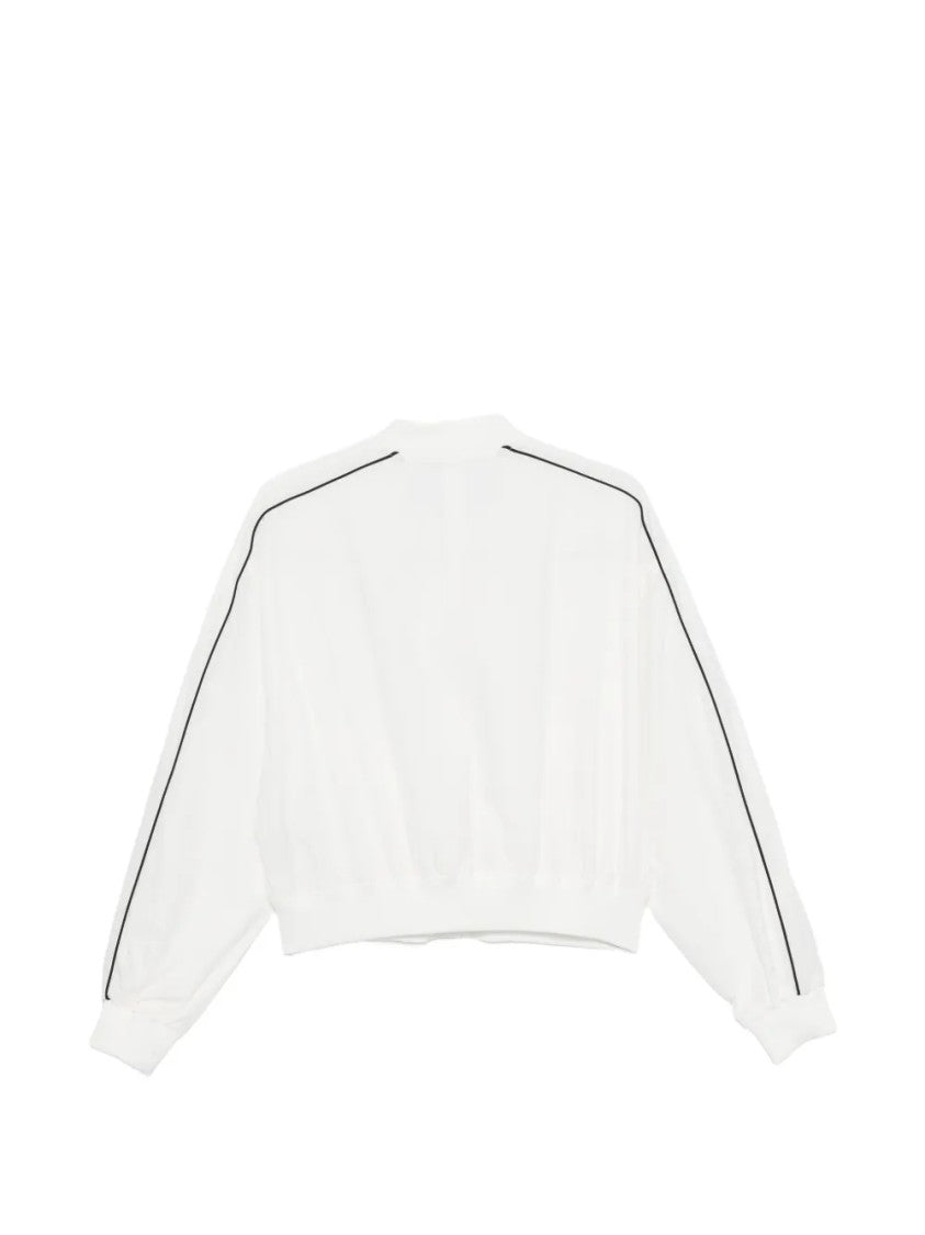 Karl Lagerfeld Cropped Bomber Jacket With Black Piping