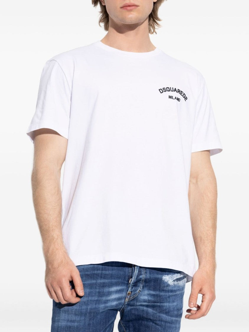 Dsquared2 Logo-Embellished White Cotton T-Shirt