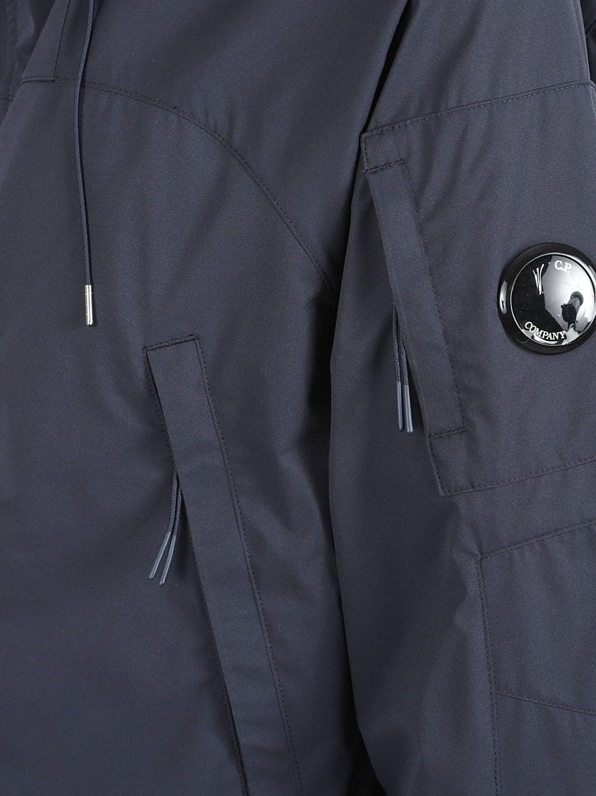 C.P. Company Minimalist Blue Hooded Jacket With Zipper Closure