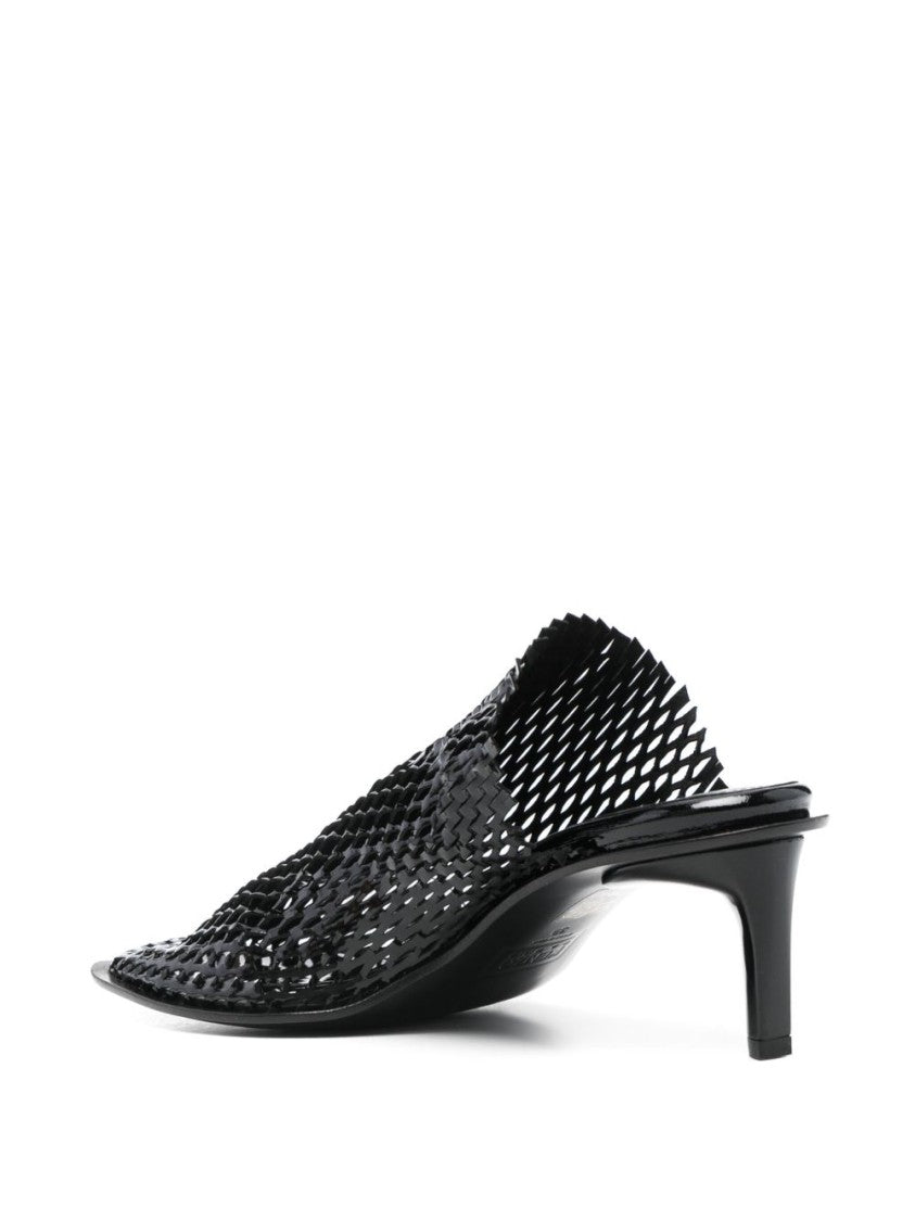 Kenzo Black Low Sculpted Heel Square Sandals