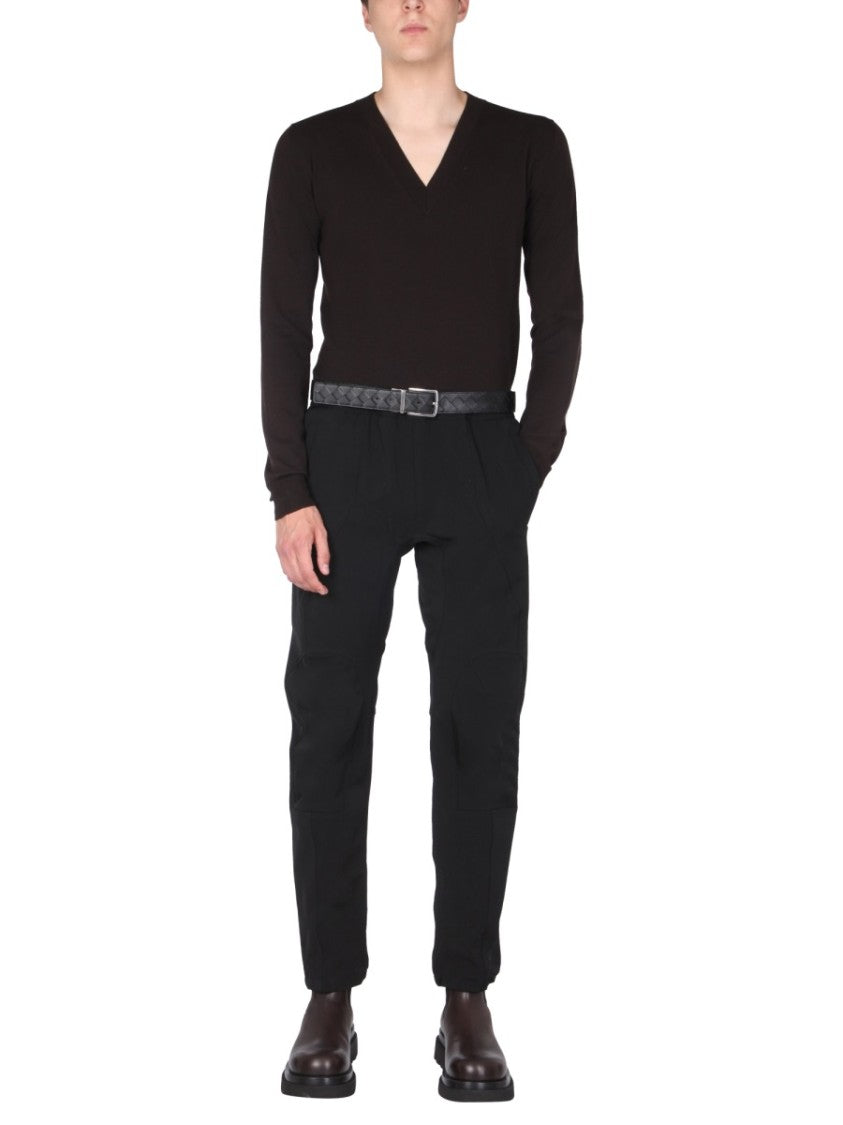Bottega Veneta Classic V-Neck Wool Sweater With Contrasting Stitch