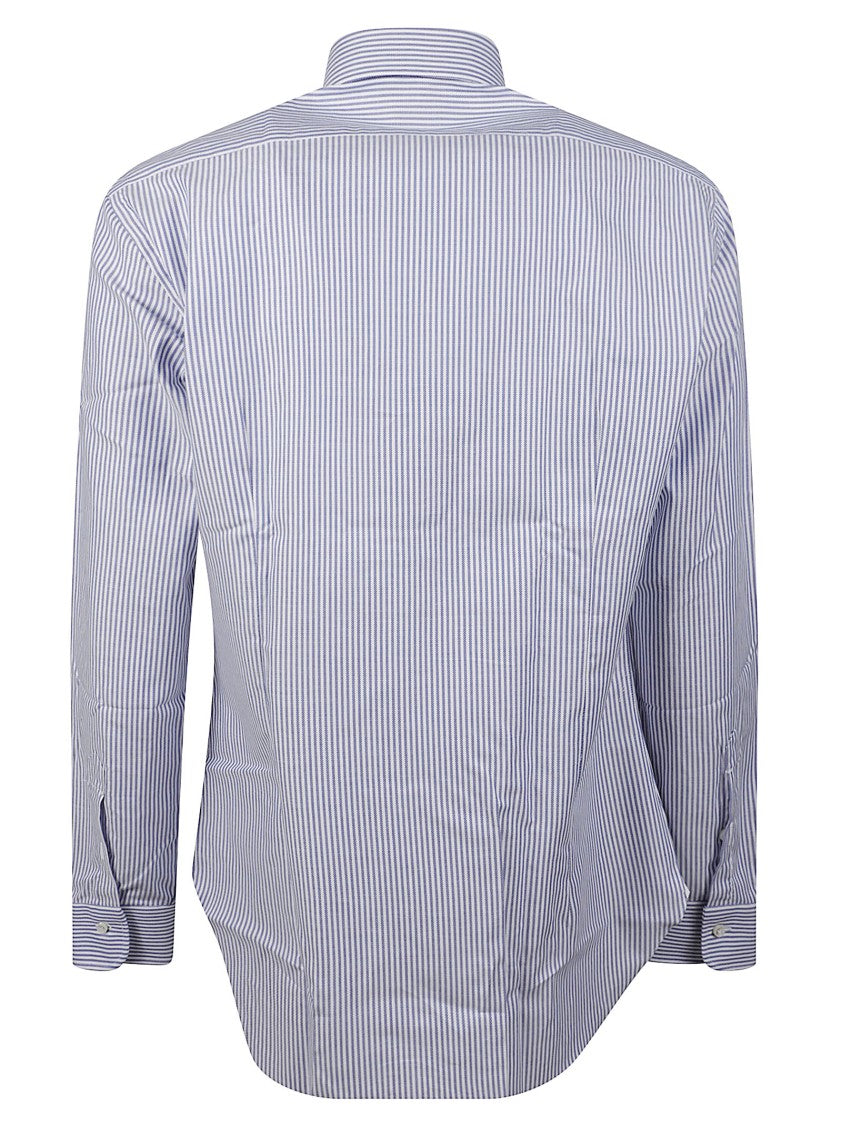 Barba Napoli Blue Striped Cotton Button-Down Shirt