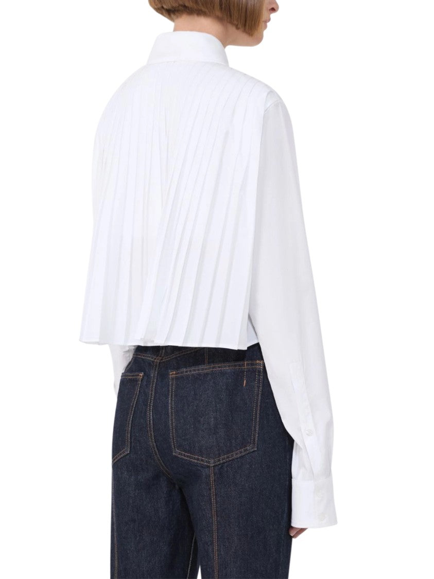 Max Mara Crisp White Shirt With Unique Textured Back Panel