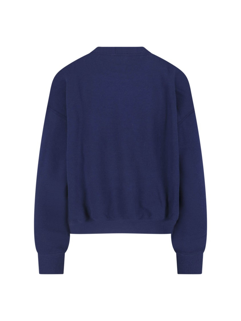Polo Ralph Lauren Blue Cropped Relaxed Fit Ribbed Sweatshirt