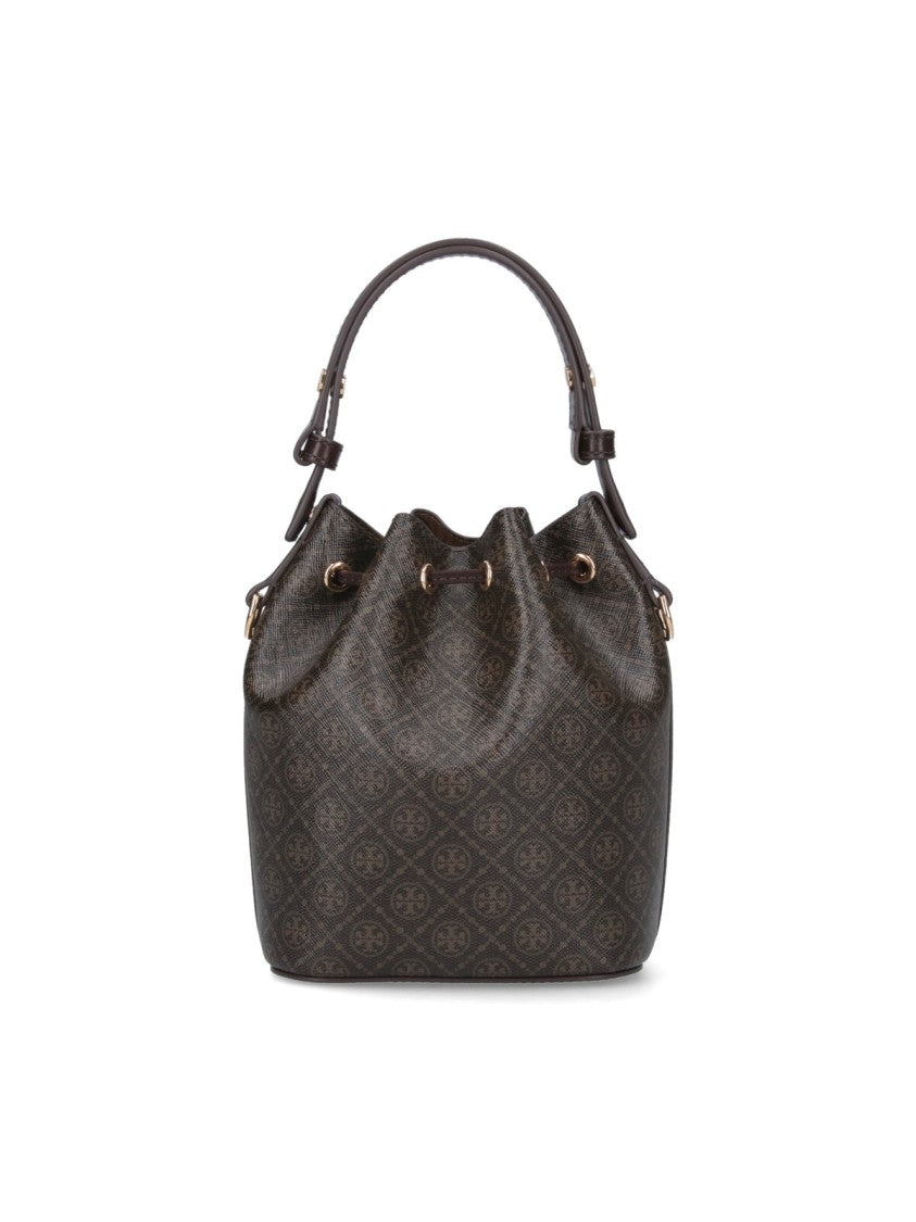 Tory Burch Mini Bucket Bag "T Monogram" – Brown