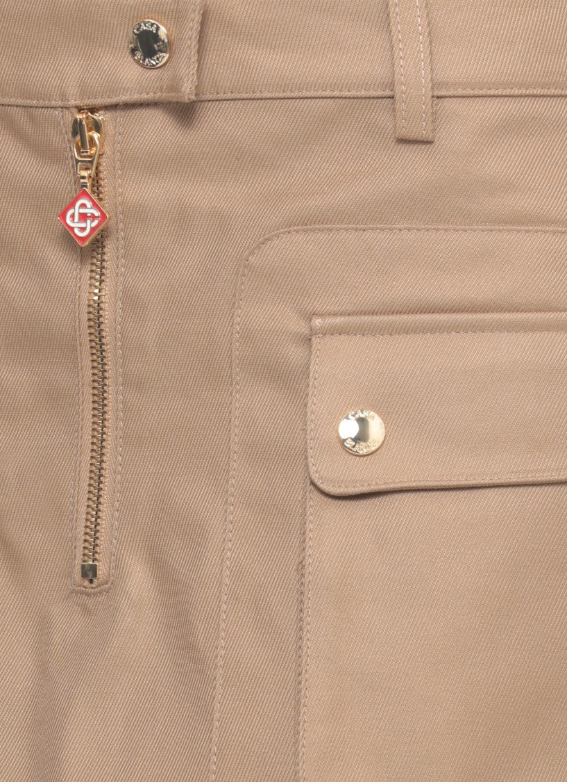 Casablanca Beige Cotton Mini Skirt With Utilitarian Design Elements