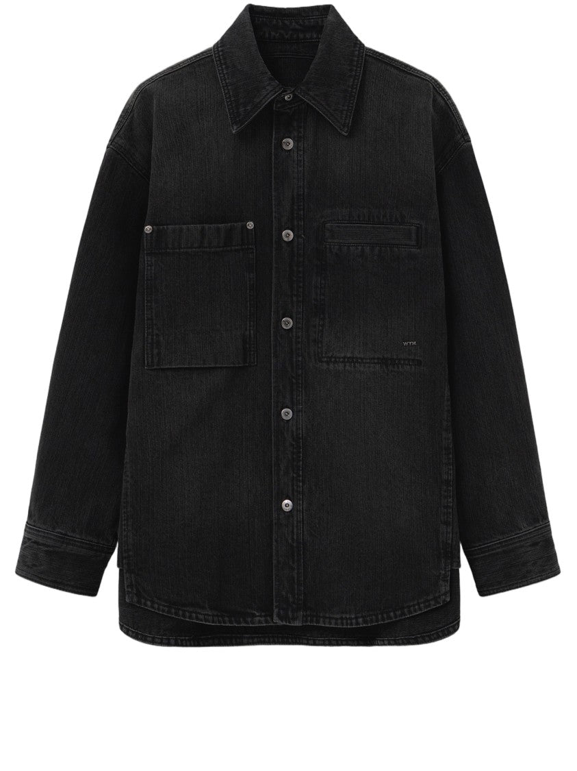 Wooyoungmi Textured Cotton Shirt With Logo Details And Dual Patch Pockets
