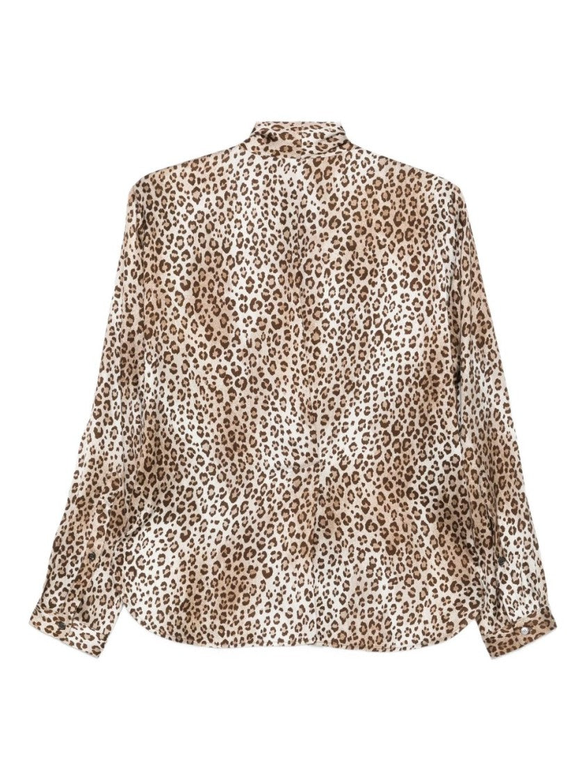 Seventy Sergio Tegon Leopard Print Tie-Neck Blouse In Viscose