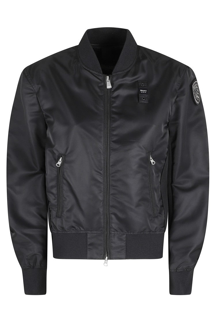 Blauer Black Laurie Ribbed Elastic Trim Polyamide Bomber Jacket