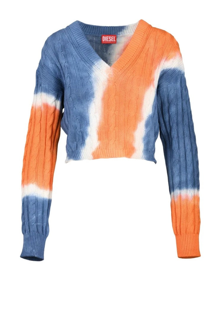 Diesel Short Sweater Cotton - Sky Blue/Orange