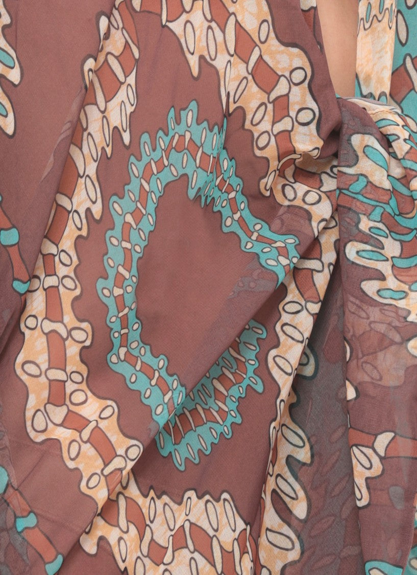 Miss Bikini Brown Fringes Pattern Kaftan