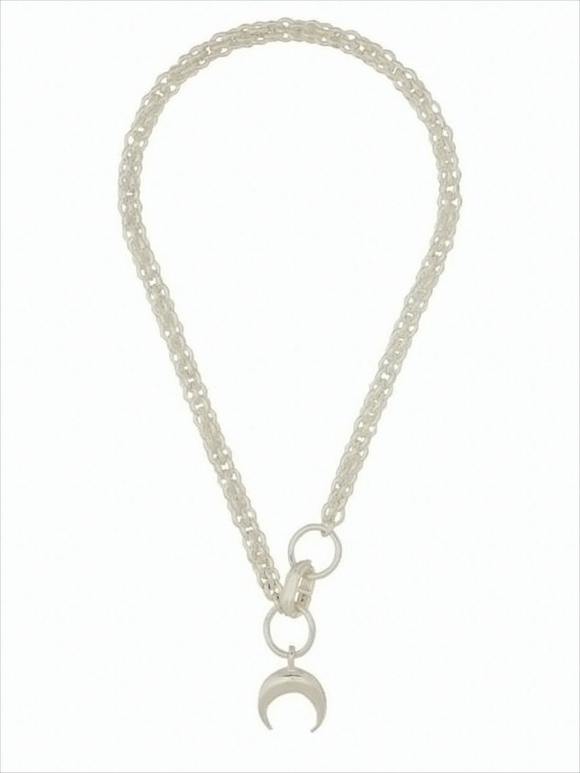 Marine Serre Crescent Moon Pendant Chain Necklace