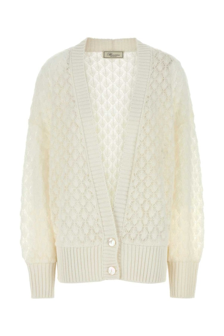Blumarine Ivory Nylon Blend Oversize Cardigan