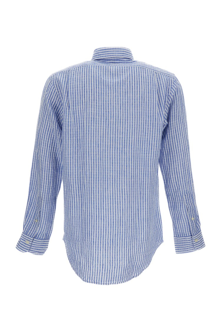 Polo Ralph Lauren Seersucker Stripe Shirt With Embroidered Logo Detail