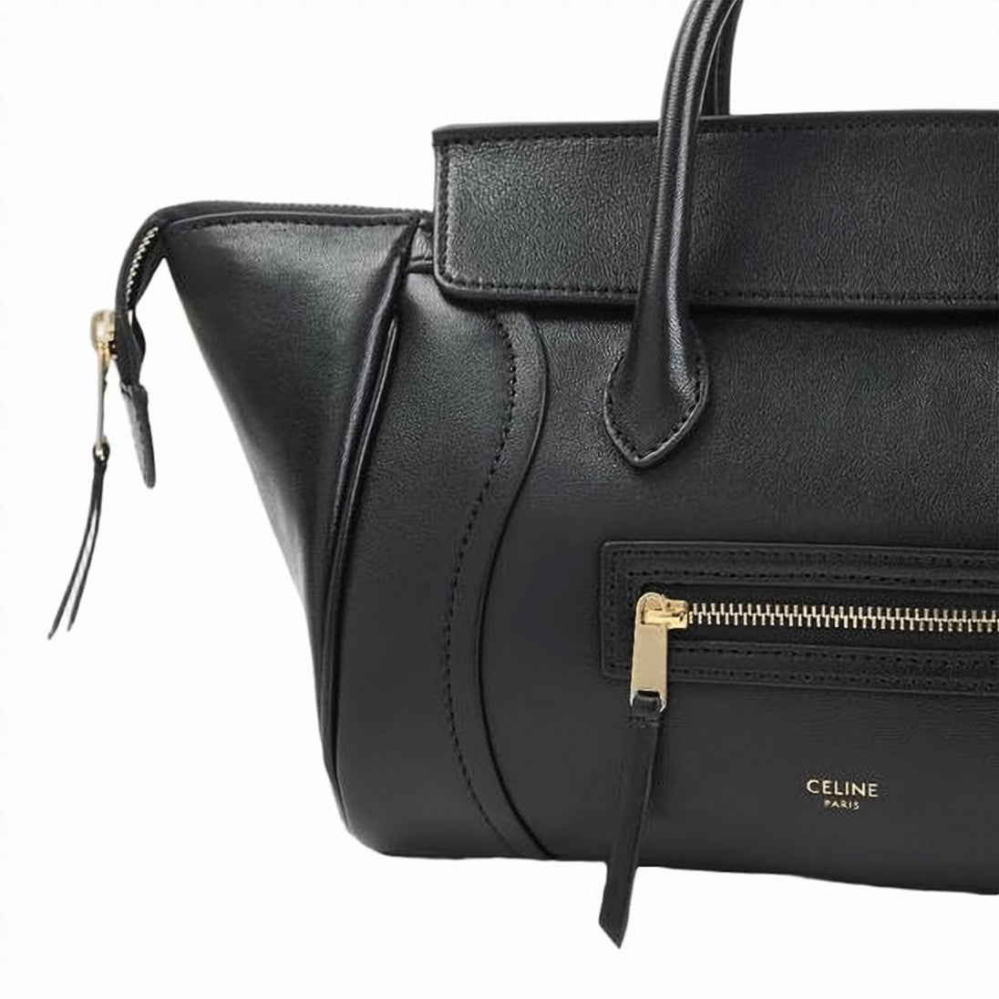 Celine Small Structured Handbag In Supple Shiny Lambskin