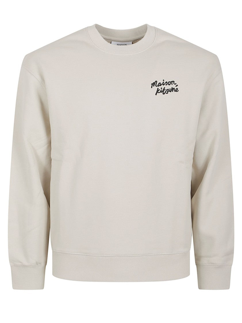 Maison Kitsuné Minimalist Crew Neck Cotton Sweater With Embroidered Logo