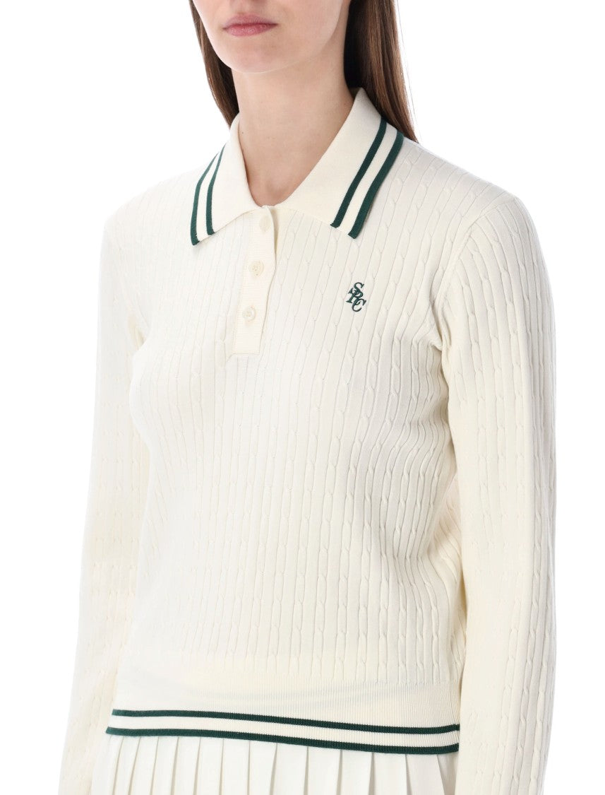 Sporty And Rich Src Mini Cable-Knit Polo