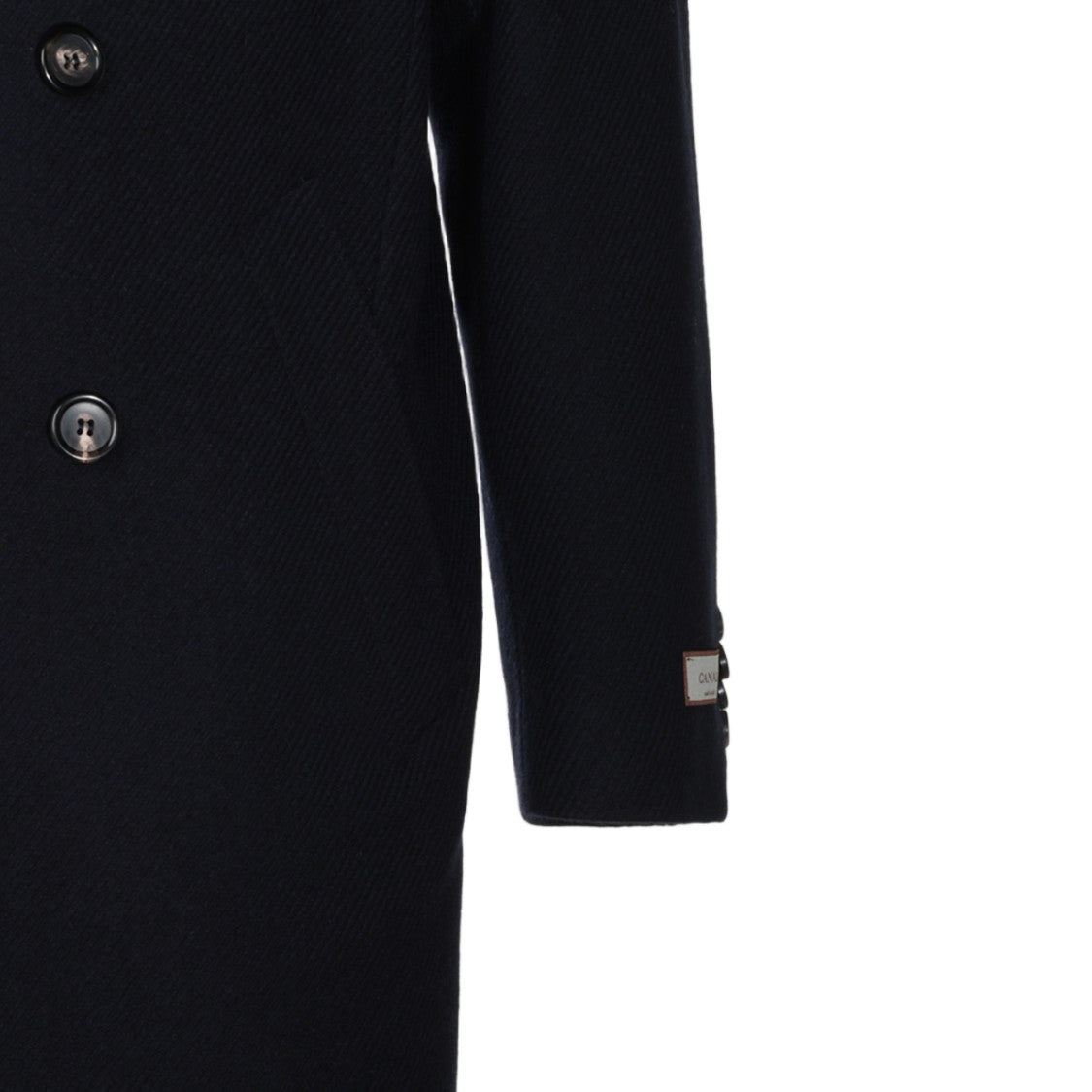 Canali Black Double-Breasted Wide-Lapel Coat