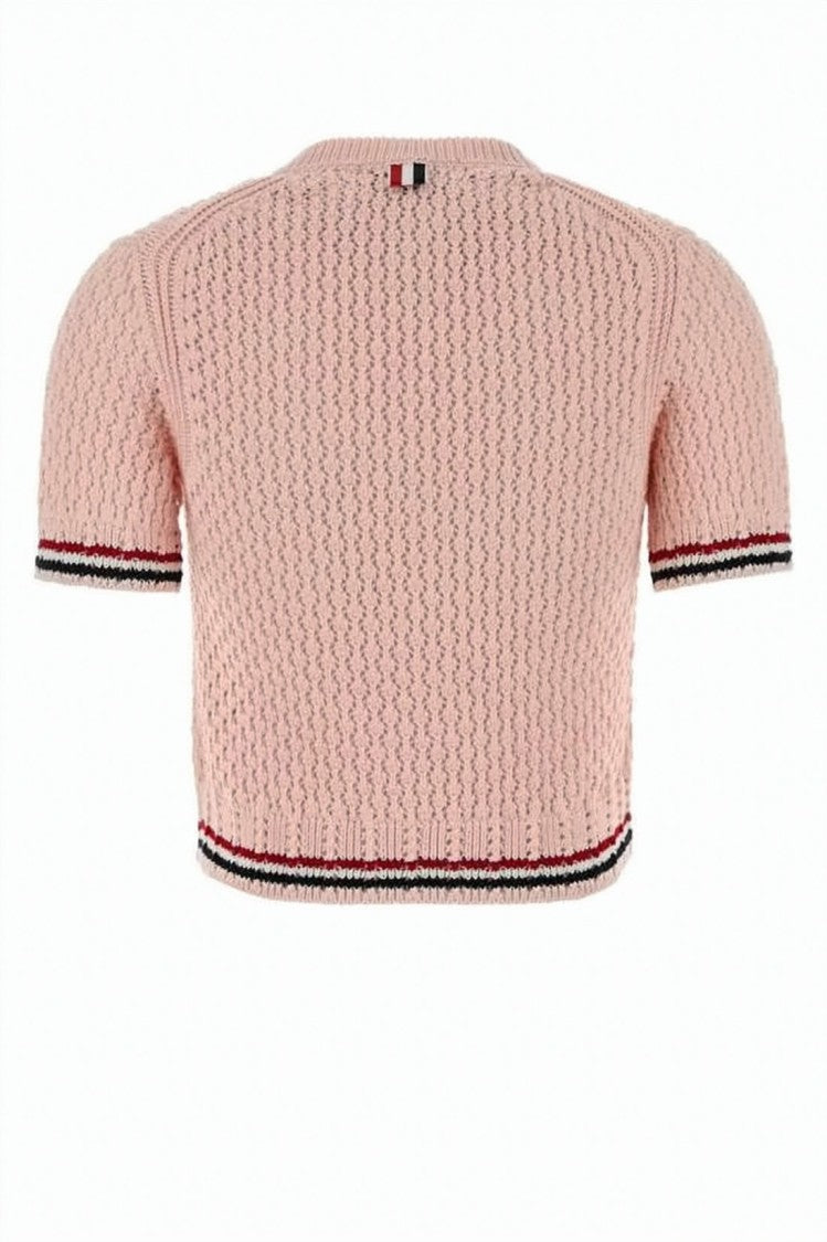 Thom Browne Pointelle Stitch Patterned Cropped Top