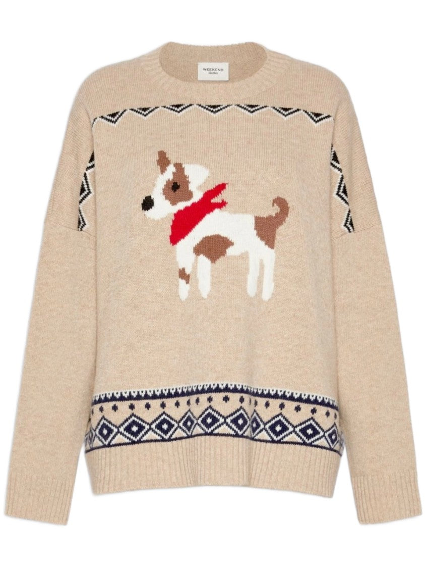 Weekend Wkdpavidi Dog Motif Geometric Knit Sweater