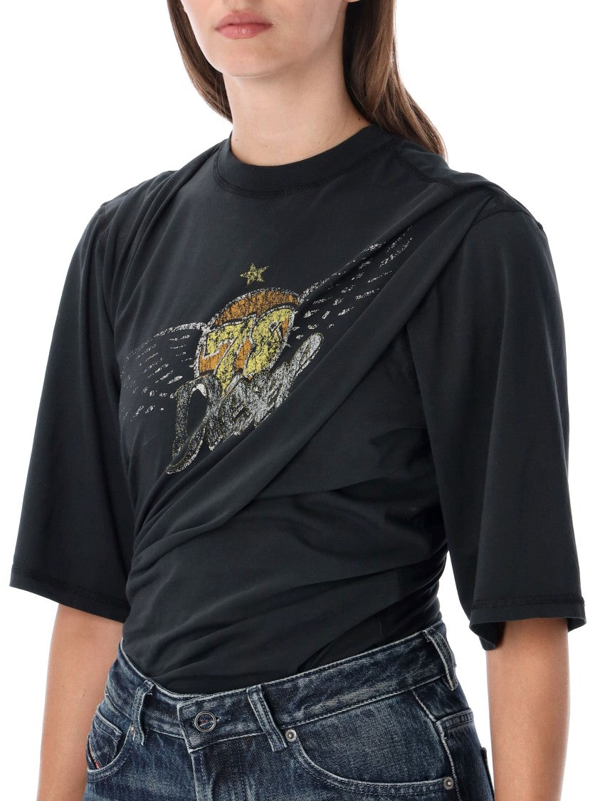 Diesel Draped Graphic Print Bodysuit