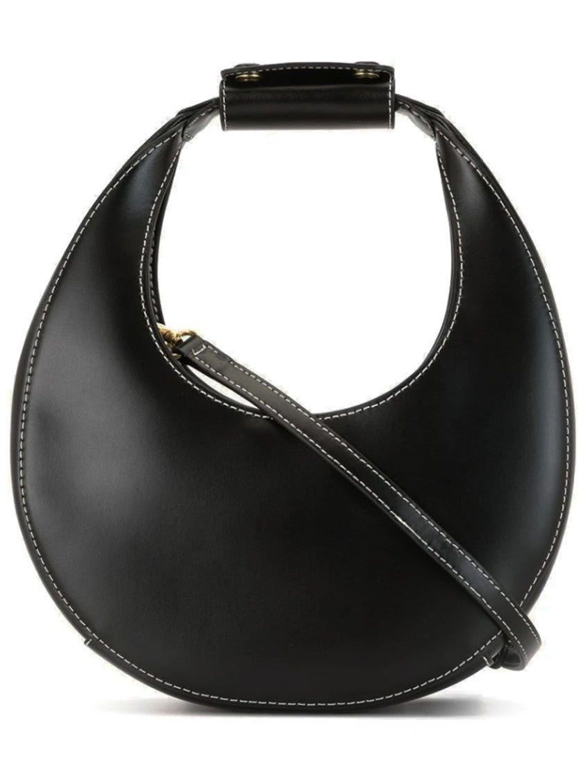 Staud Moon Crescent-Shaped White Stitching Handbag