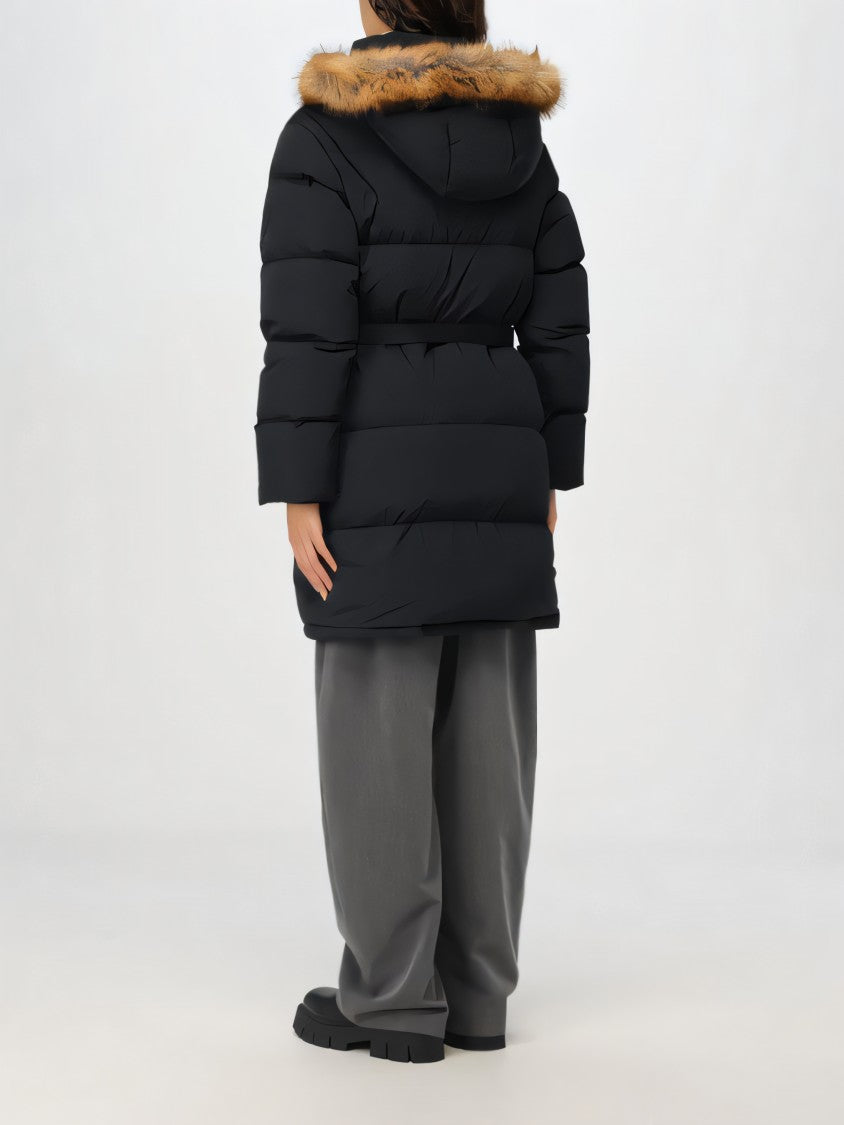 Burberry Quilted Down Coat With Fur-Trimmed Hood
