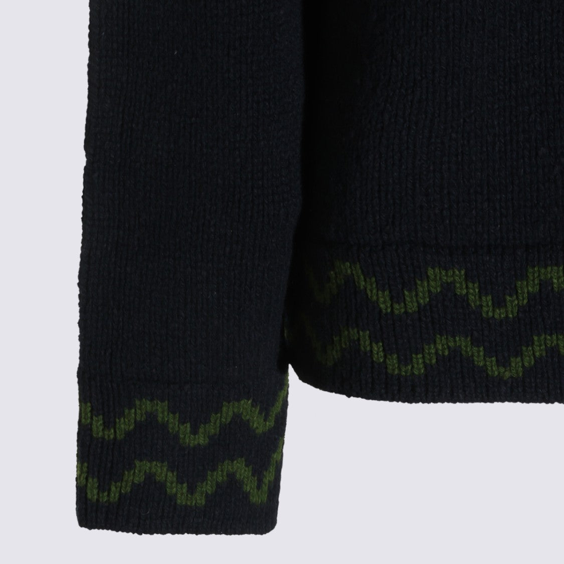 Marni Deep V-Neck Sweater With Ribbed Collar And Zigzag Detailing